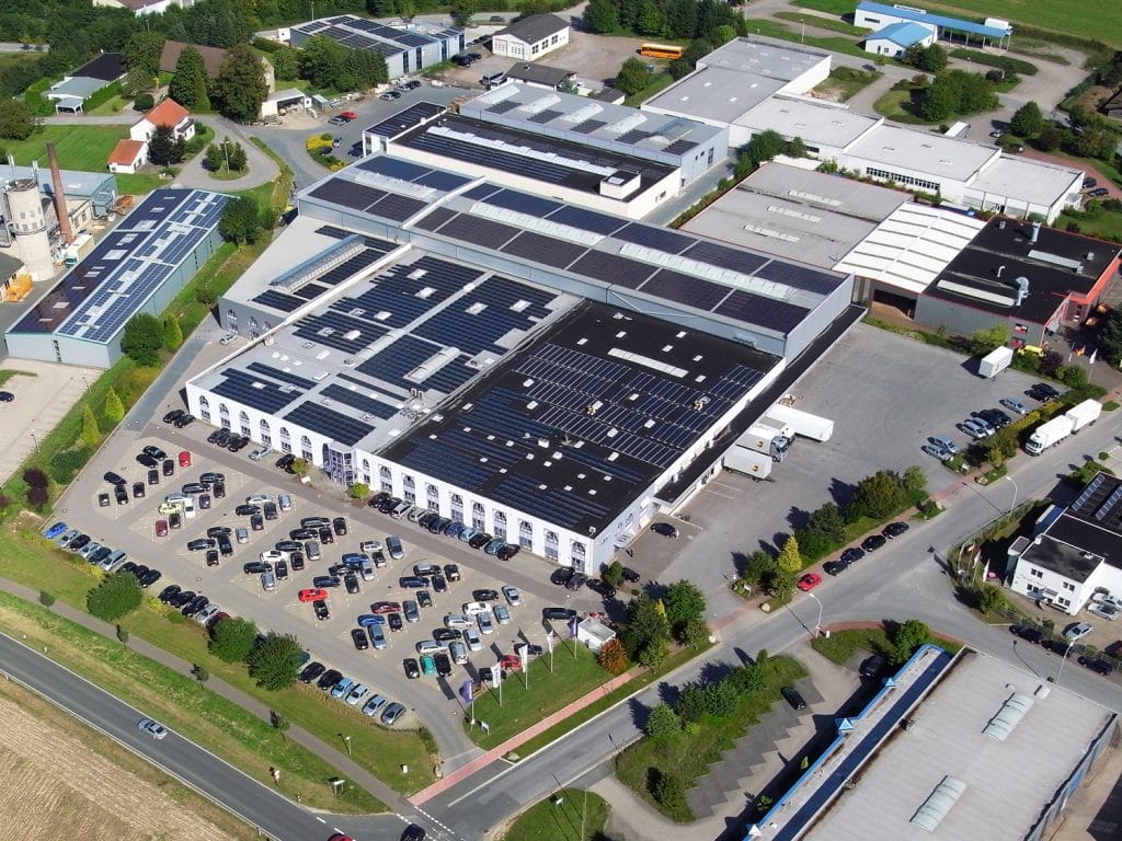 Luftbild des Hauptgebäudes der Wortmann AG (Terra)