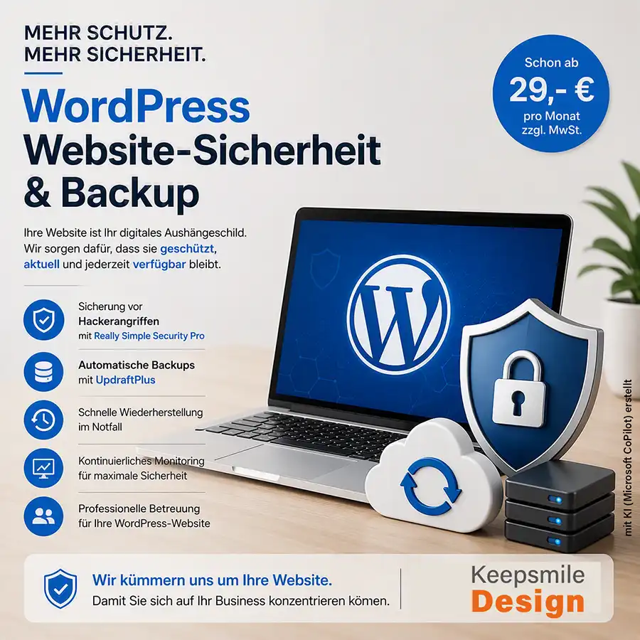 Angeobt über WordPress Website-Sicherheit & Backup von Keepsmile Design